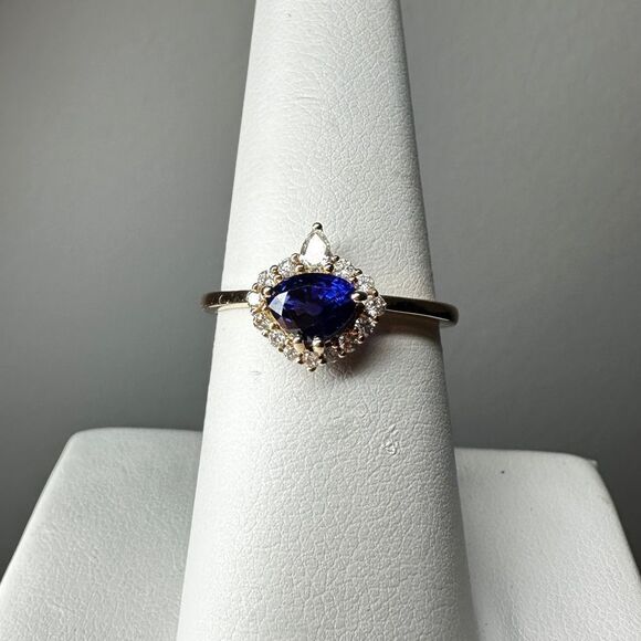 NWT .96ct Ceylon Sapphire and .19ct natural diamond accent ring in 14k YG! - Picture 3 of 16